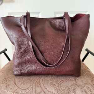 Gigi New York Elegant Burgundy Leather Tote Bag